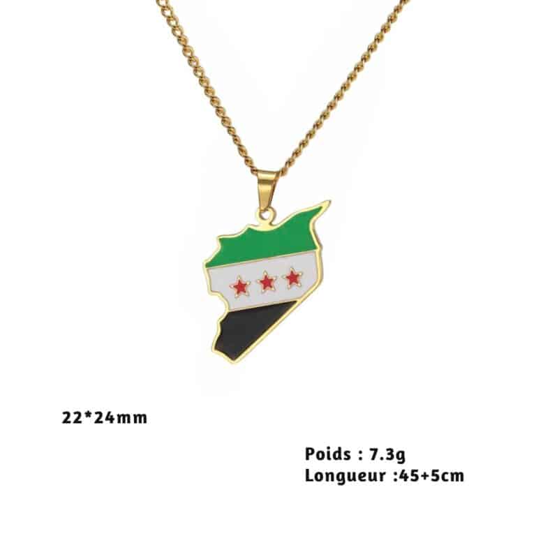Collier Carte de la Syrie en Acier Inoxydable 1