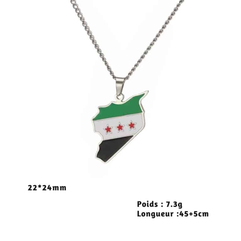 Collier Carte de la Syrie en Acier Inoxydable 2