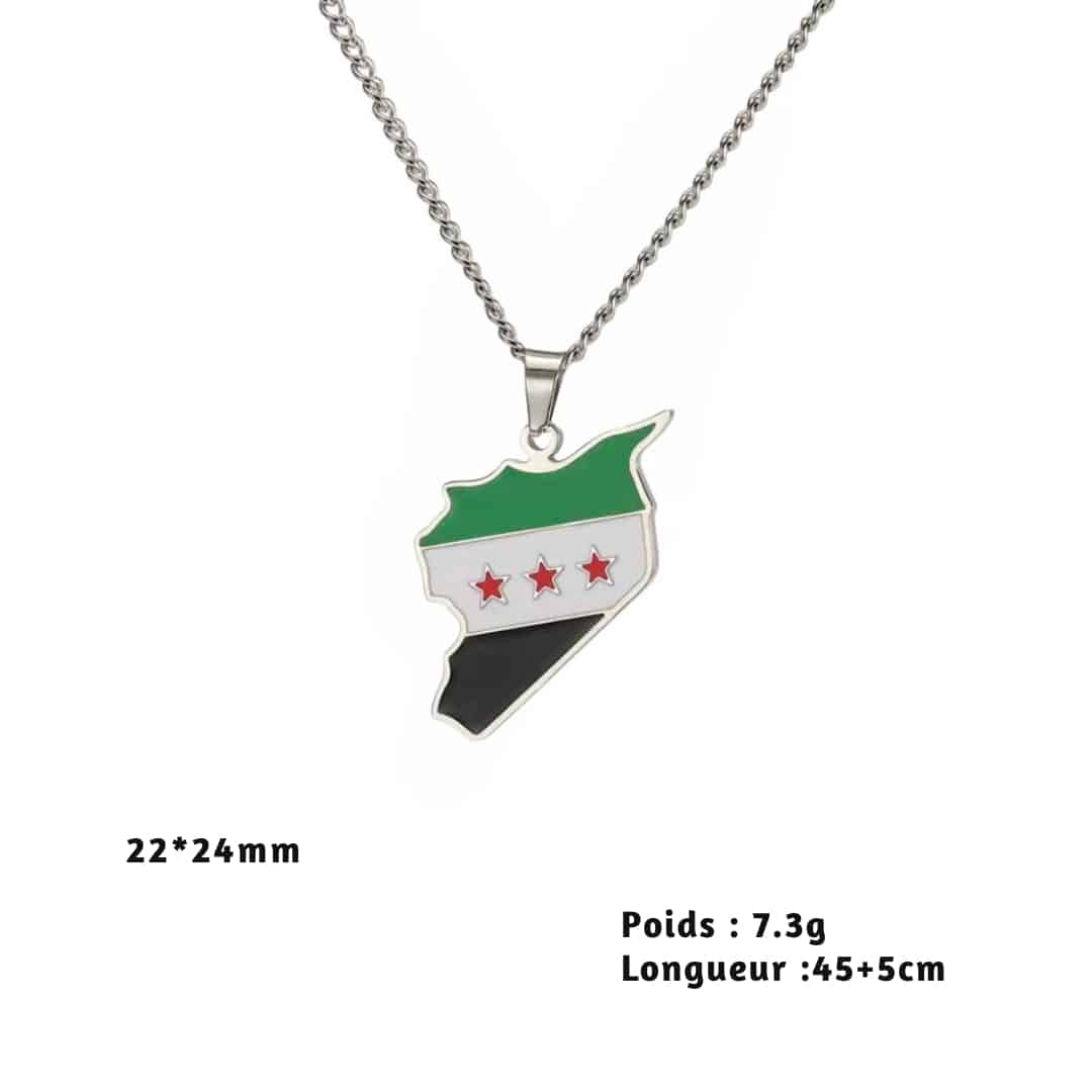 Collier Carte de la Syrie en Acier Inoxydable 2