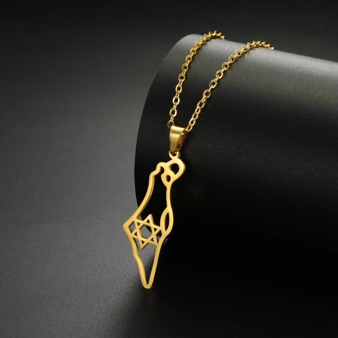 Collier Carte Israël en Acier Inoxydable 2