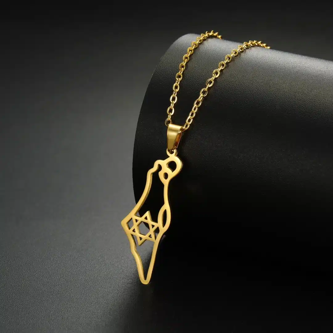 Collier carte Israël en acier inoxydable