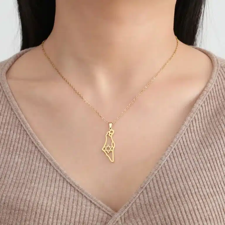 Collier carte Israël en acier inoxydable