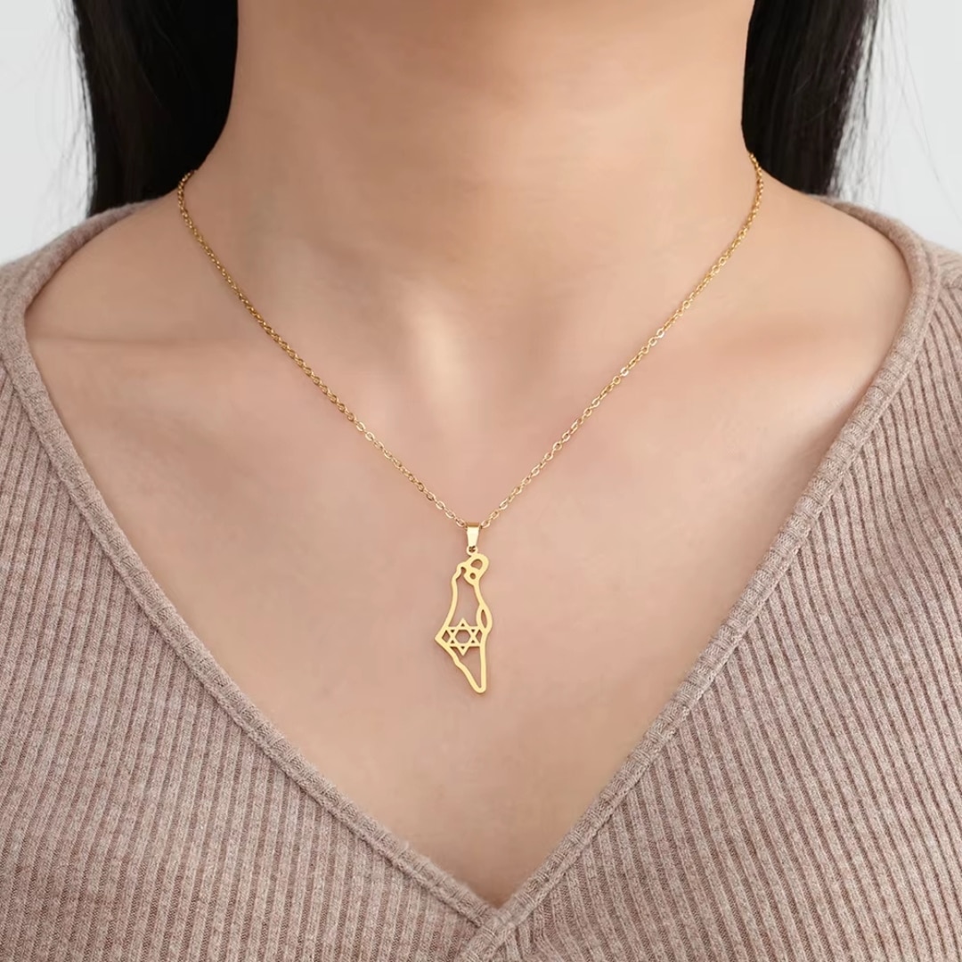 Collier Carte Israël en Acier Inoxydable 5