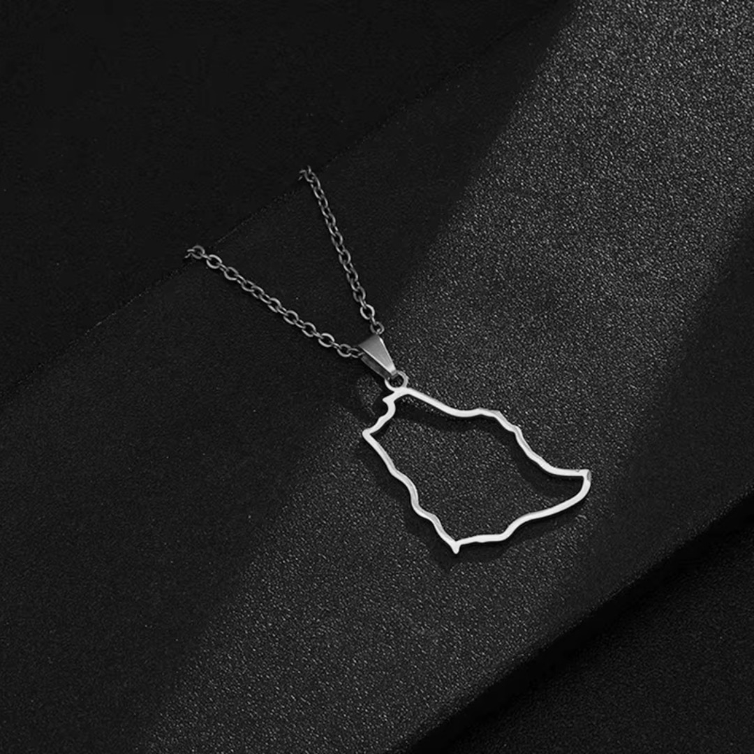 Collier Géographique Arabie Saoudite en Acier Inoxydable 2