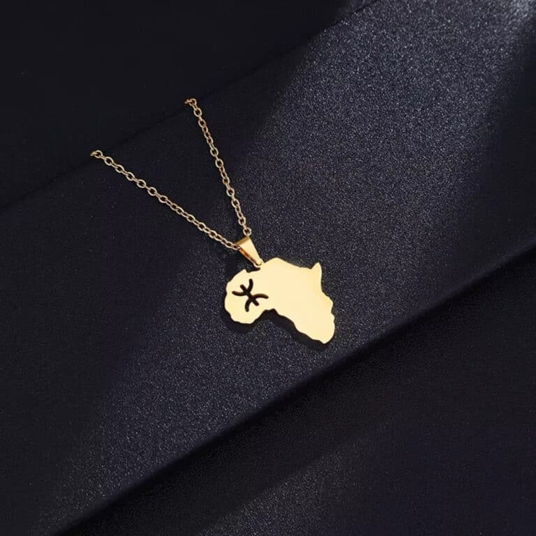 Collier Pendentif Afrique en Acier Inoxydable avec Symbole Amazigh 1