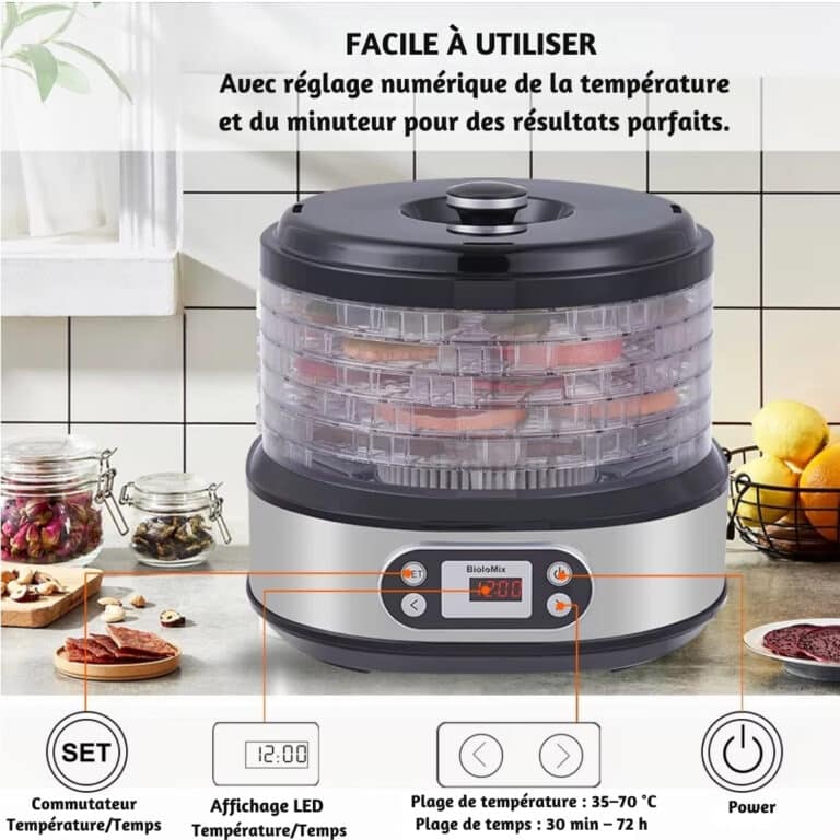 Déshydrateur Puissant Biolomix 450w en Acier Inoxydable 4