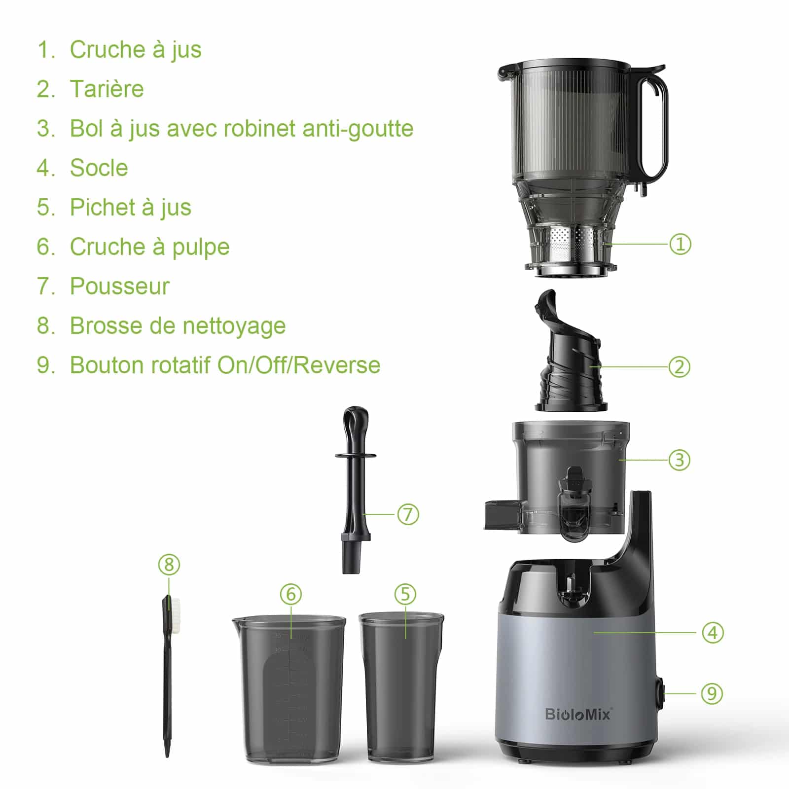 Extracteur de jus à Froid Biolomix sans BPA avec Triple Filtre - 10 (5)