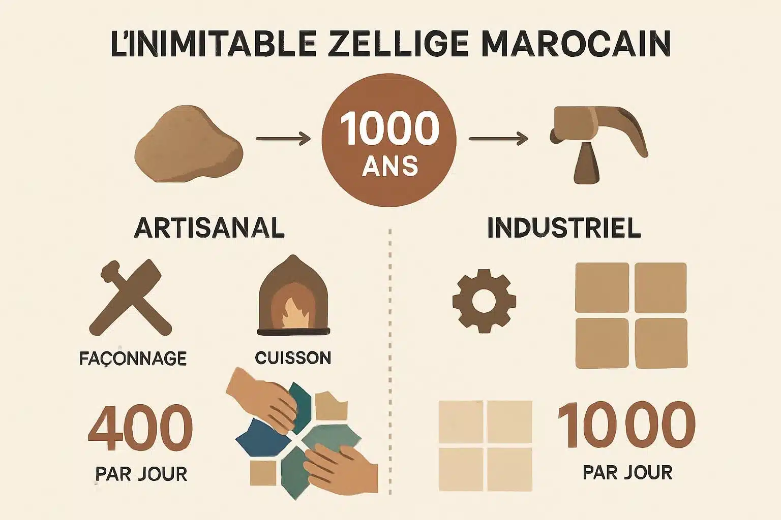 Pourquoi la Fabrication Artisanale du Zellige Marocain est-elle Inimitable ? fabrication artisanale du zellige marocain