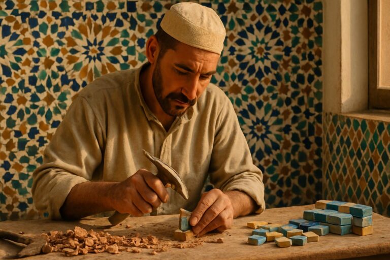fabrication artisanale du zellige marocain miniature