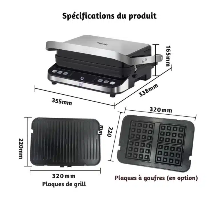 Plancha électrique antiadhésive Biolomix avec 6 programmes de cuisson
