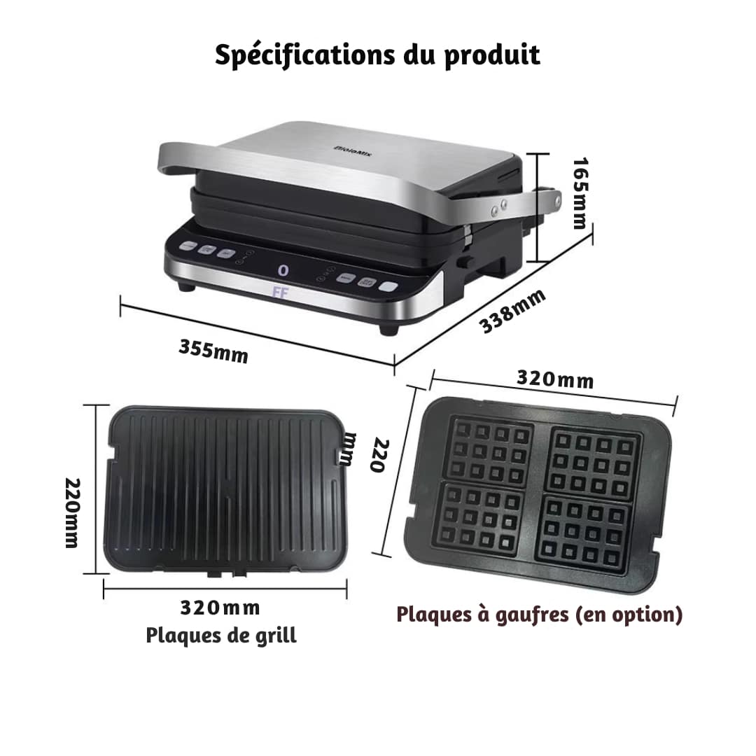 Gril électrique Biolomix Multifonction Antiadhésif 2000w 5