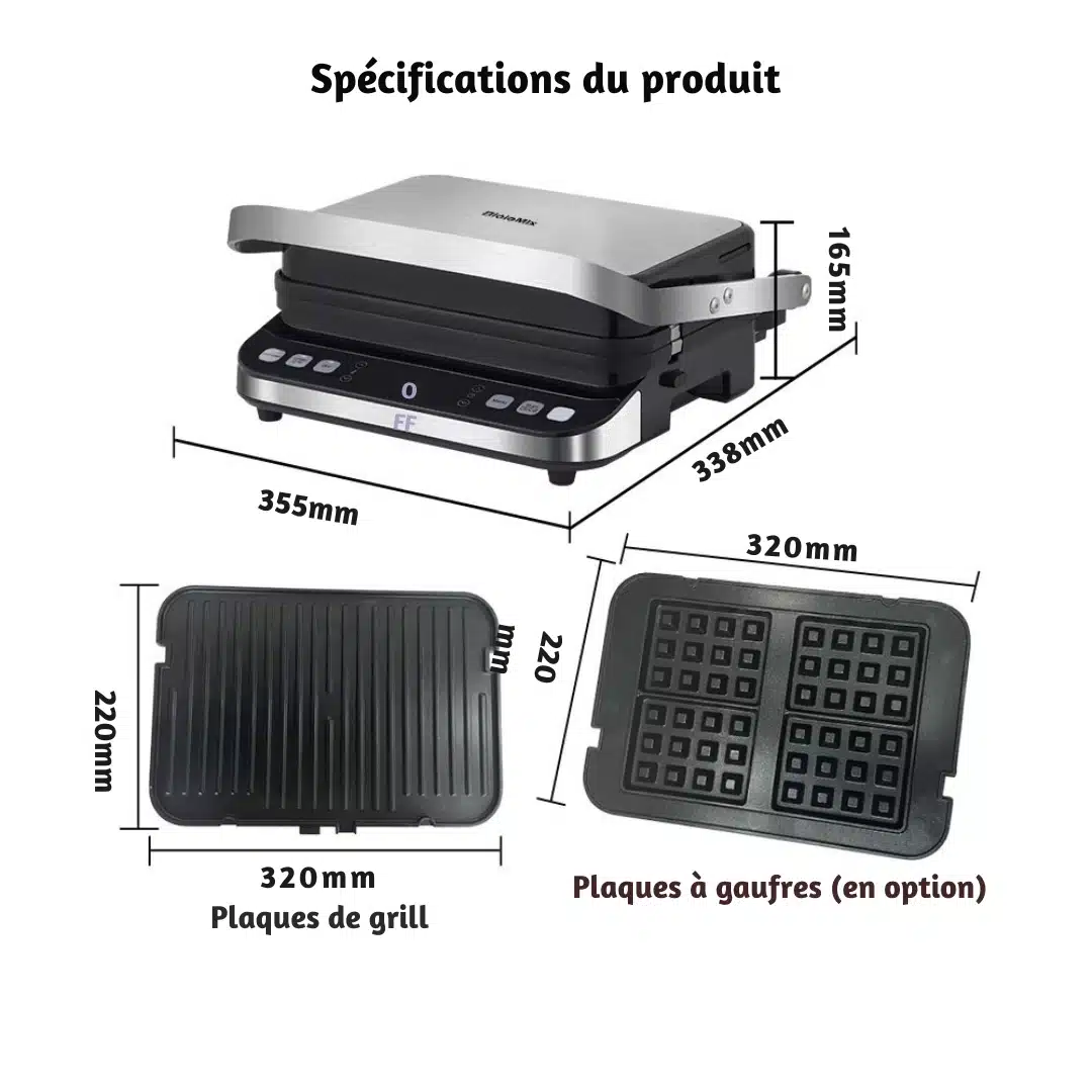 Plancha électrique antiadhésive Biolomix avec 6 programmes de cuisson