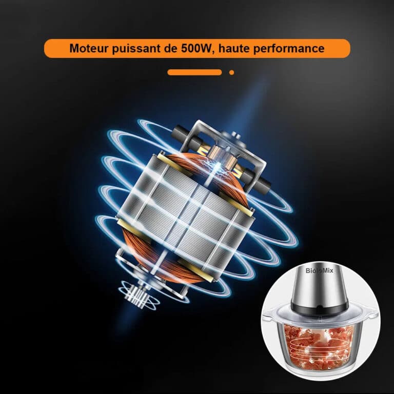 Hachoir électrique BioloMix 2L 500w bol inox double lame - 10 (4)