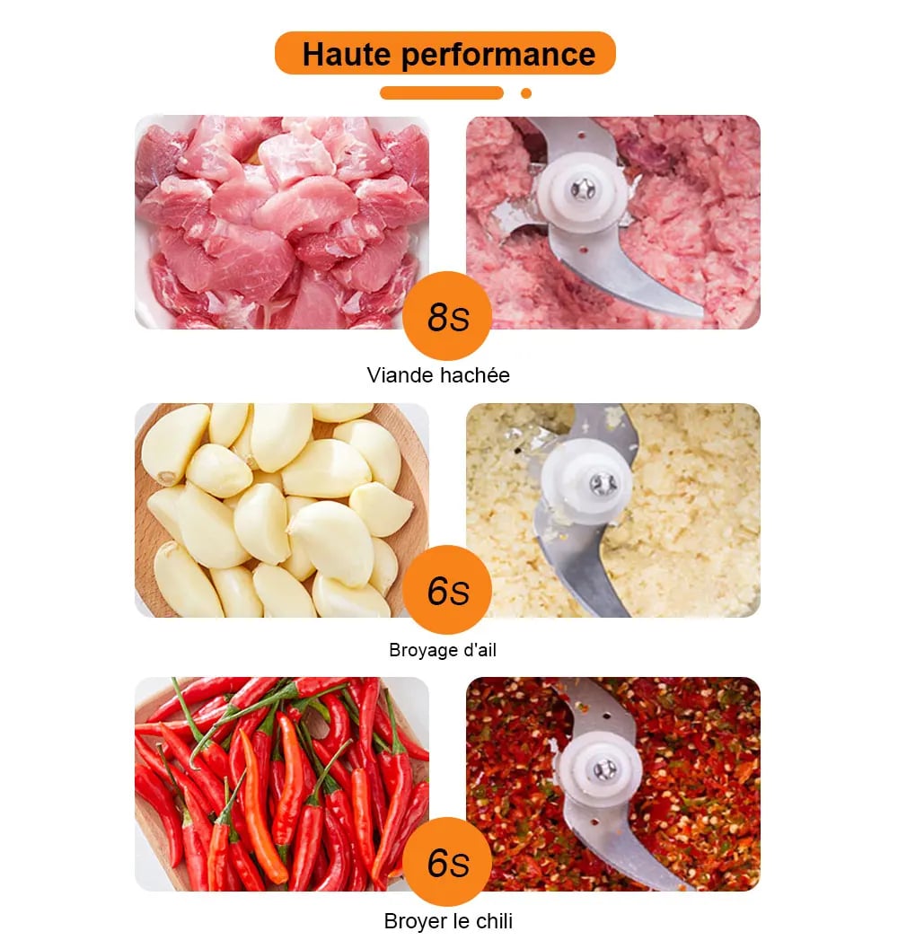 Hachoir électrique BioloMix 2L 500w bol inox double lame - 10 (7)