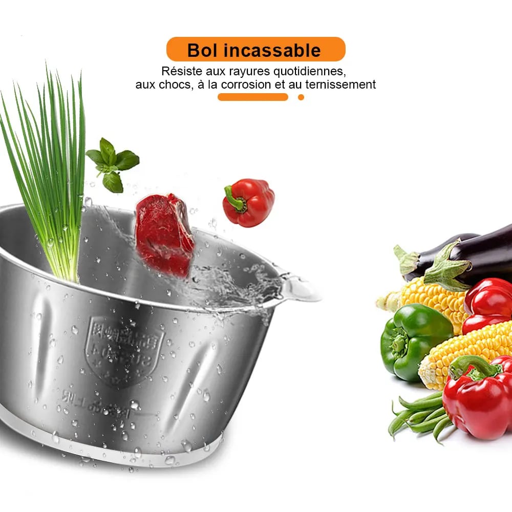 Hachoir électrique BioloMix 2L 500w bol inox double lame - 10 (9)