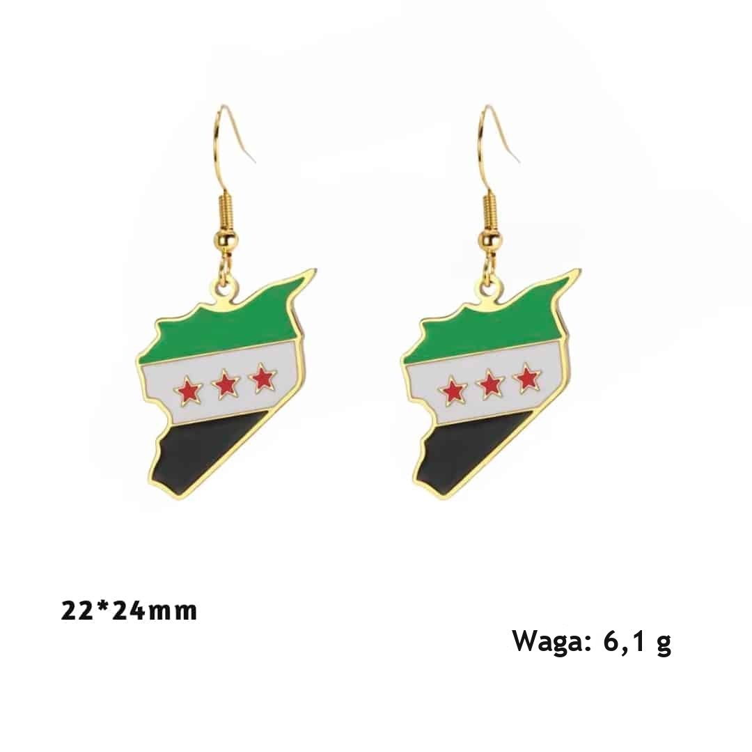 Kolczyki w kształcie mapy Syrii ze stali nierdzewnej