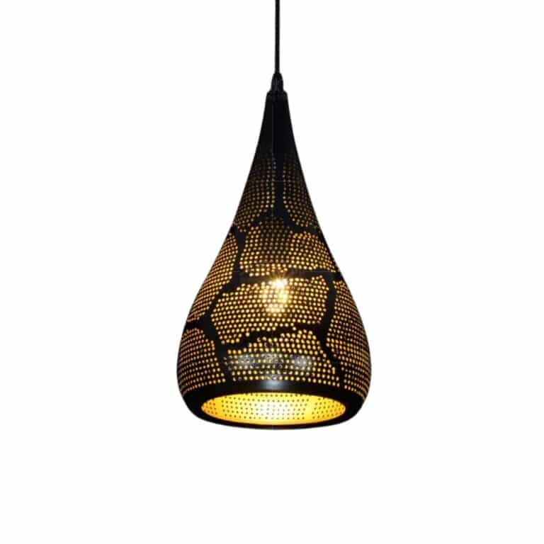 Lampe Suspendue Marocaine en Métal Noir Design Géométrique