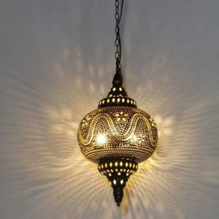 Lampe Suspendue Orientale en Alliage Motifs Fleuris