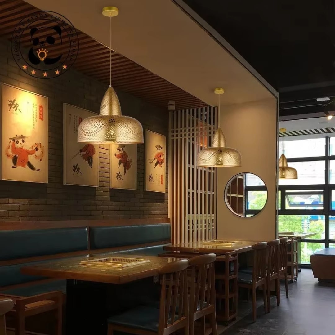 Lampe Suspendue Orientale en fer Doré Style Saoudien 1