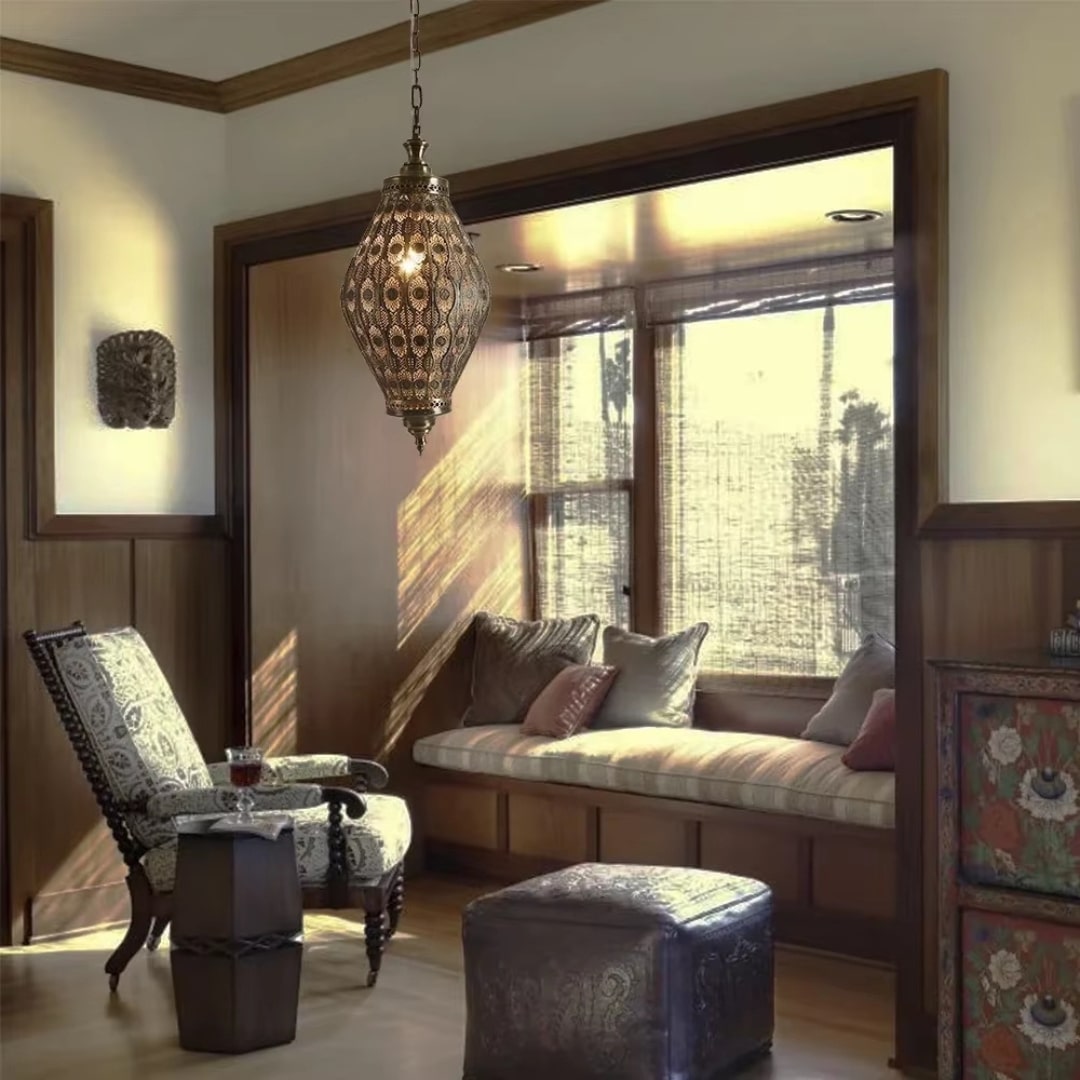 Lampe Suspendue Orientale en Fonte avec Design Ajouré 2