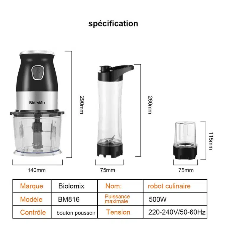 Robot culinaire mixeur Biolomix 3 en 1