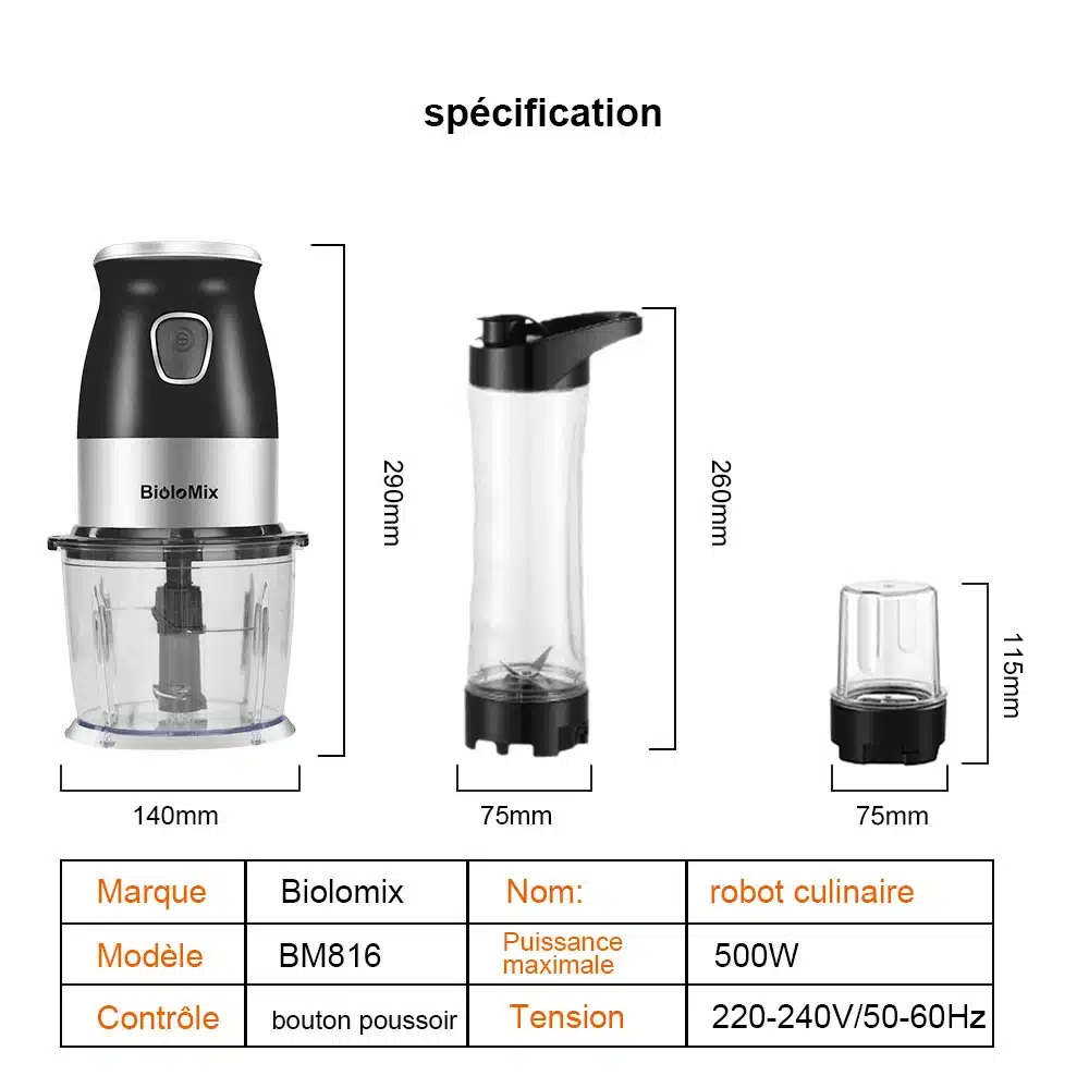 Robot culinaire mixeur Biolomix 3 en 1