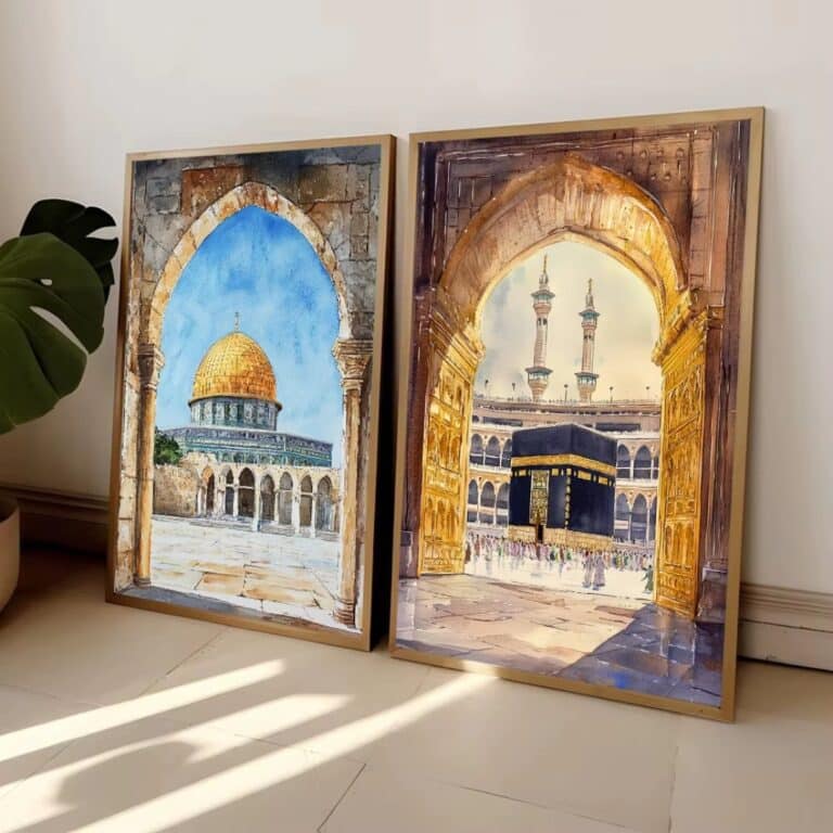 Peinture Aquarelle de la Mosquée Kaaba 1