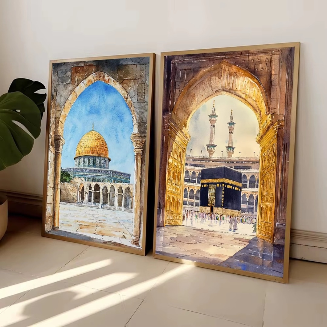 Peinture Aquarelle de la Mosquée Kaaba 1