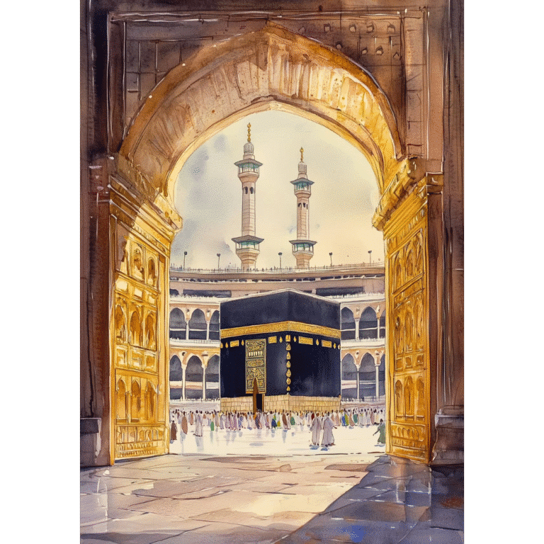 Peinture Aquarelle de la Mosquée Kaaba 5