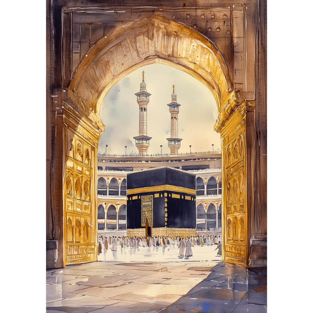 Peinture Aquarelle de la Mosquée Kaaba 5