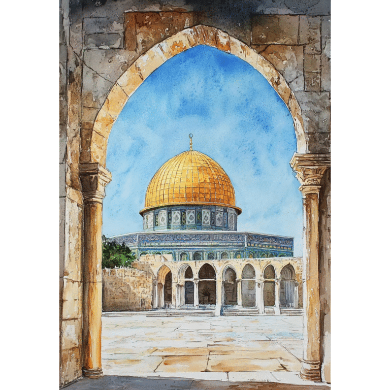 Peinture Aquarelle de la Mosquée Kaaba 7