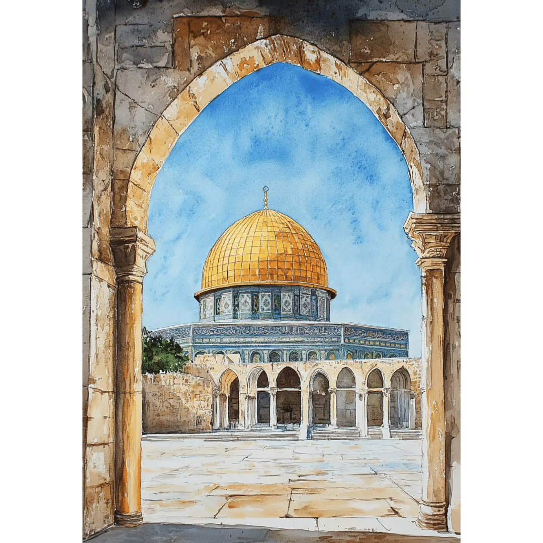 Peinture Aquarelle de la Mosquée Kaaba 7