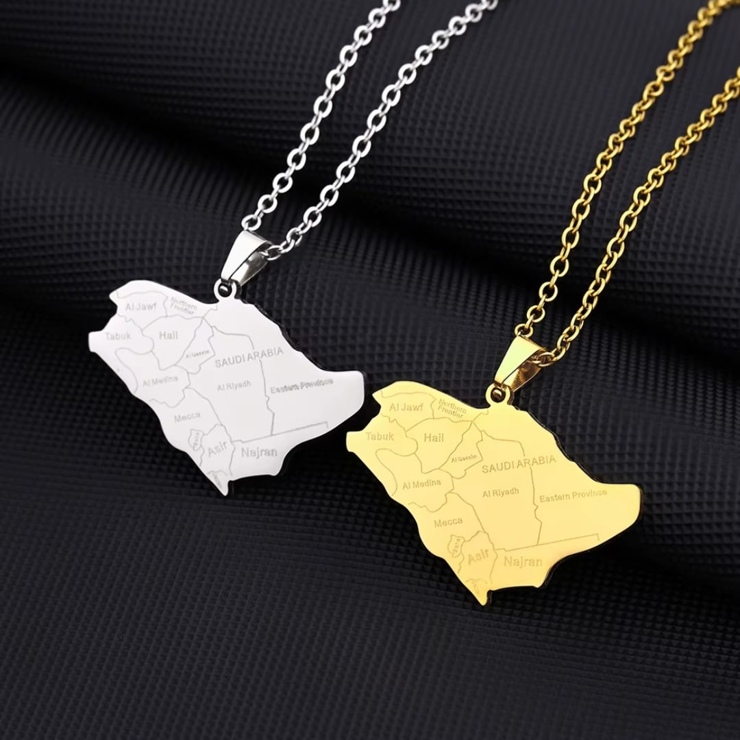 Pendentif Carte Arabie Saoudite en Acier 1