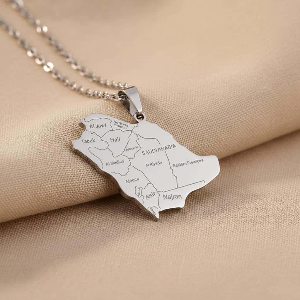 Pendentif Carte Arabie Saoudite en Acier