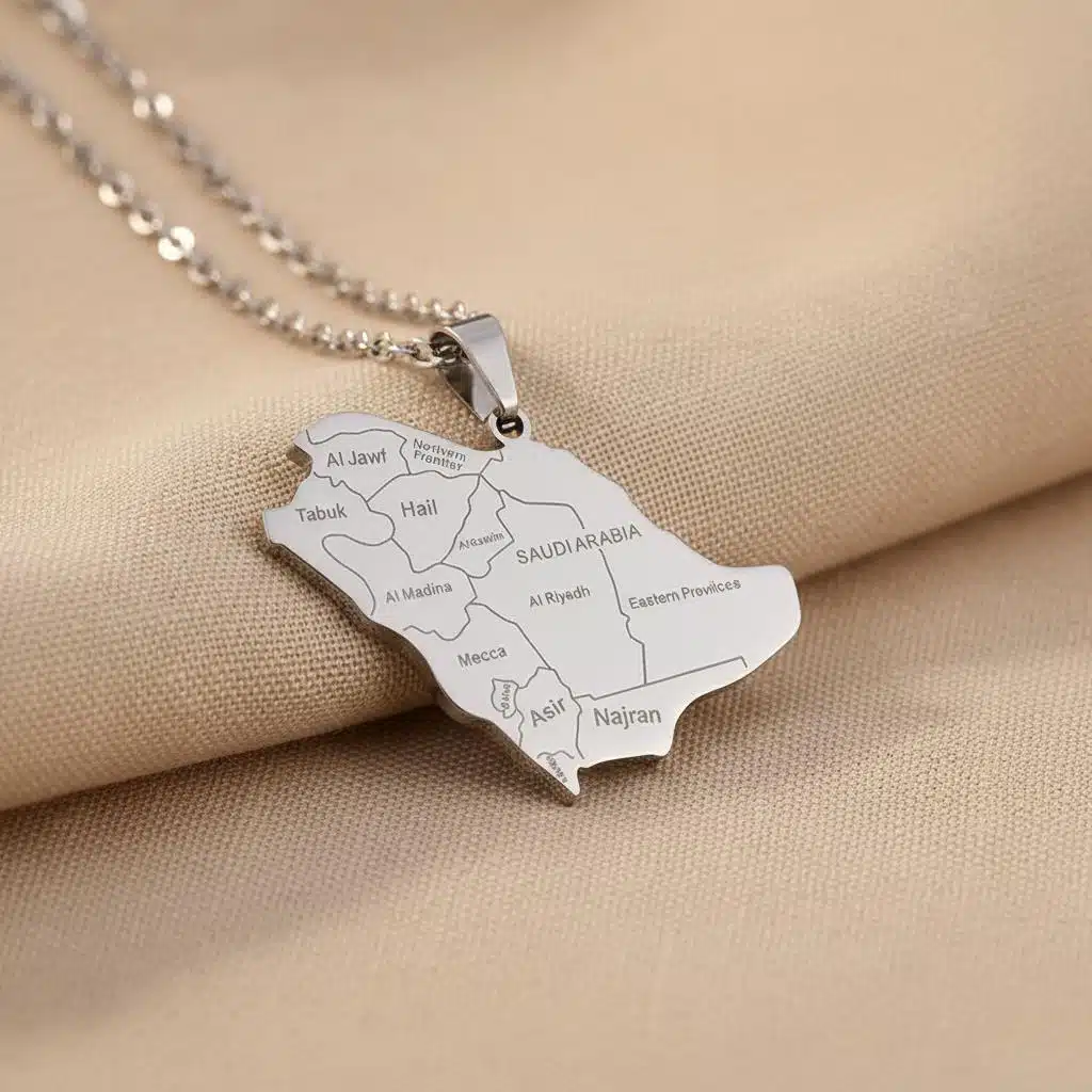 Pendentif carte arabie saoudite en acier