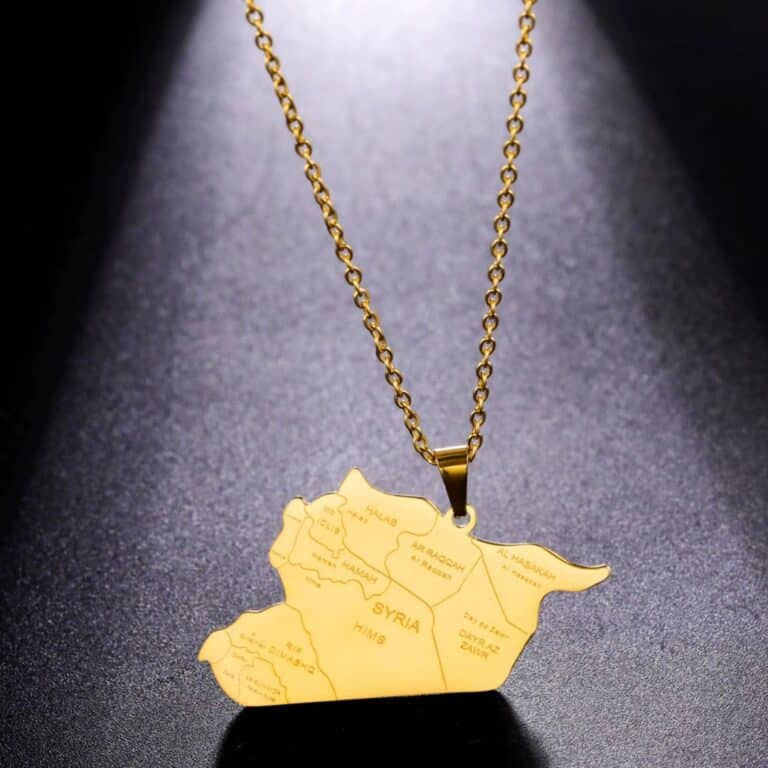 Pendentif Carte de la Syrie en Acier Inoxydable 1