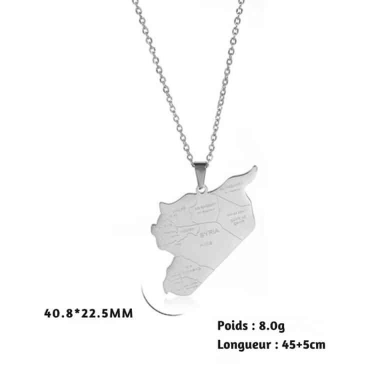 Pendentif Carte de la Syrie en Acier Inoxydable 2
