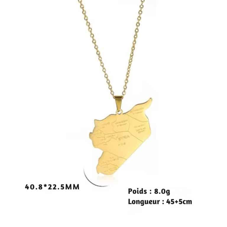 Pendentif Carte de la Syrie en Acier Inoxydable 3