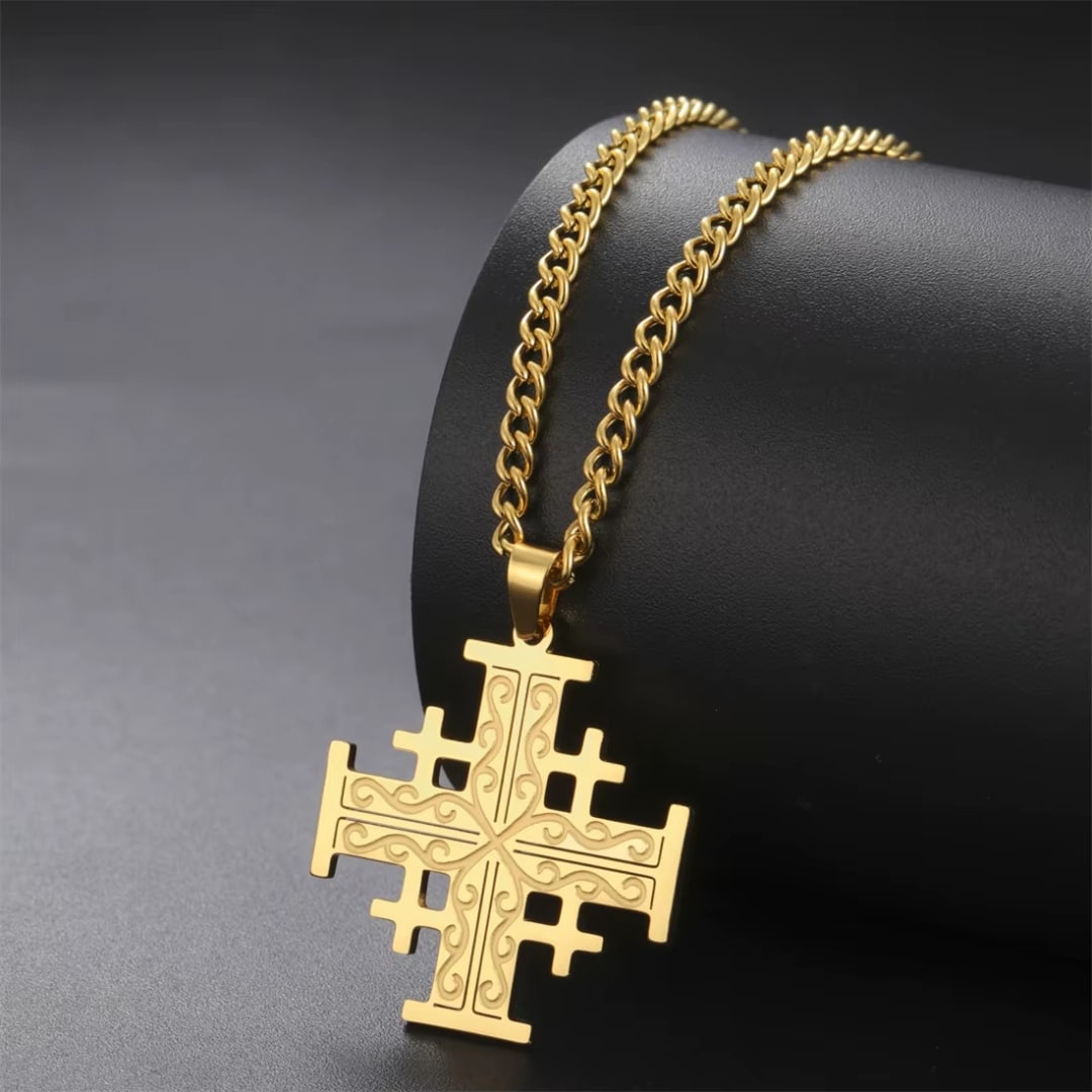 Pendentif Croix de Jérusalem en Acier Inoxydable 1