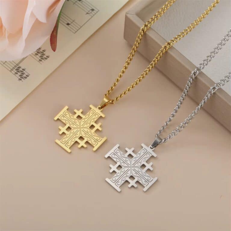 Pendentif Croix de Jérusalem en Acier Inoxydable 4