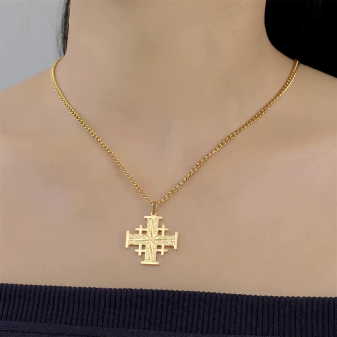 Pendentif Croix de Jérusalem en Acier Inoxydable 5