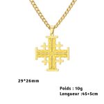 Pendentif croix de Jérusalem en acier inoxydable