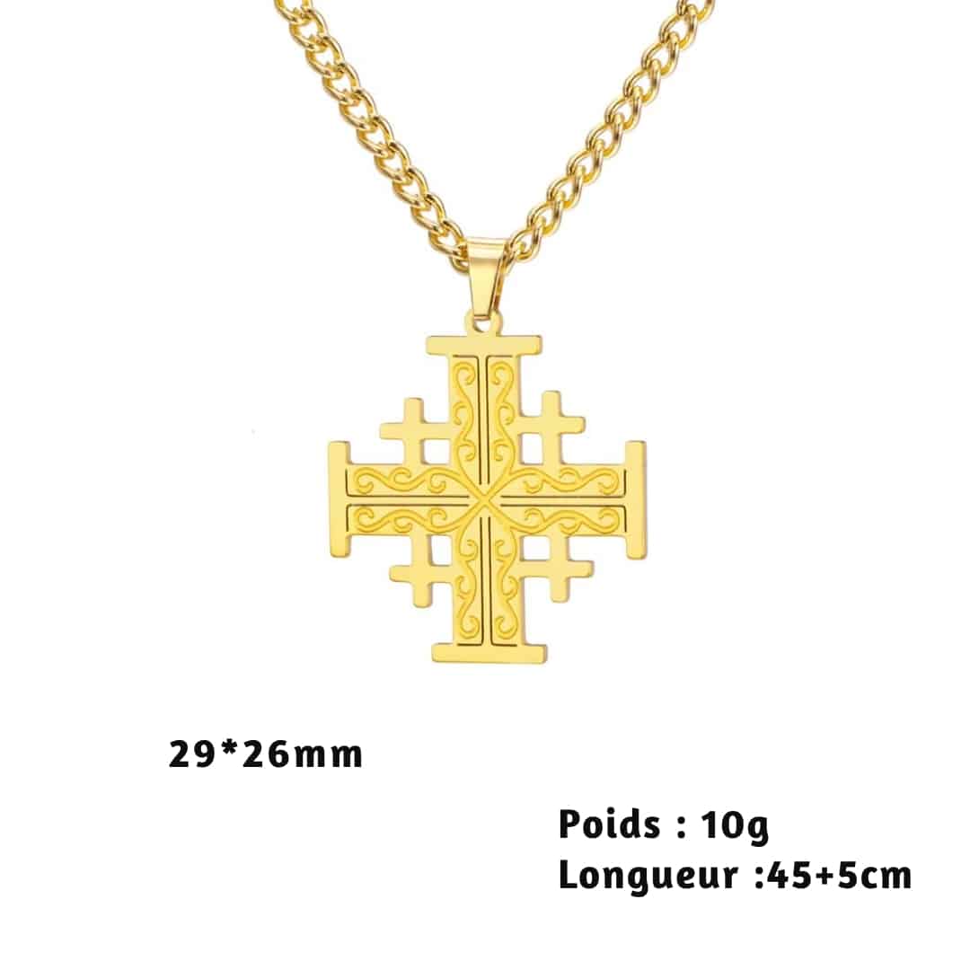 Pendentif Croix de Jérusalem en Acier Inoxydable 6