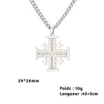 Pendentif croix de Jérusalem en acier inoxydable