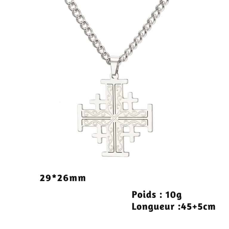 Pendentif Croix de Jérusalem en Acier Inoxydable 7