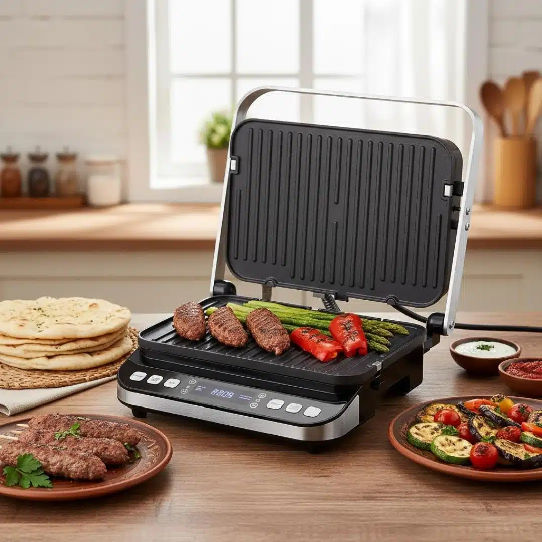 Plancha électrique antiadhésive Biolomix avec 6 programmes de cuisson
