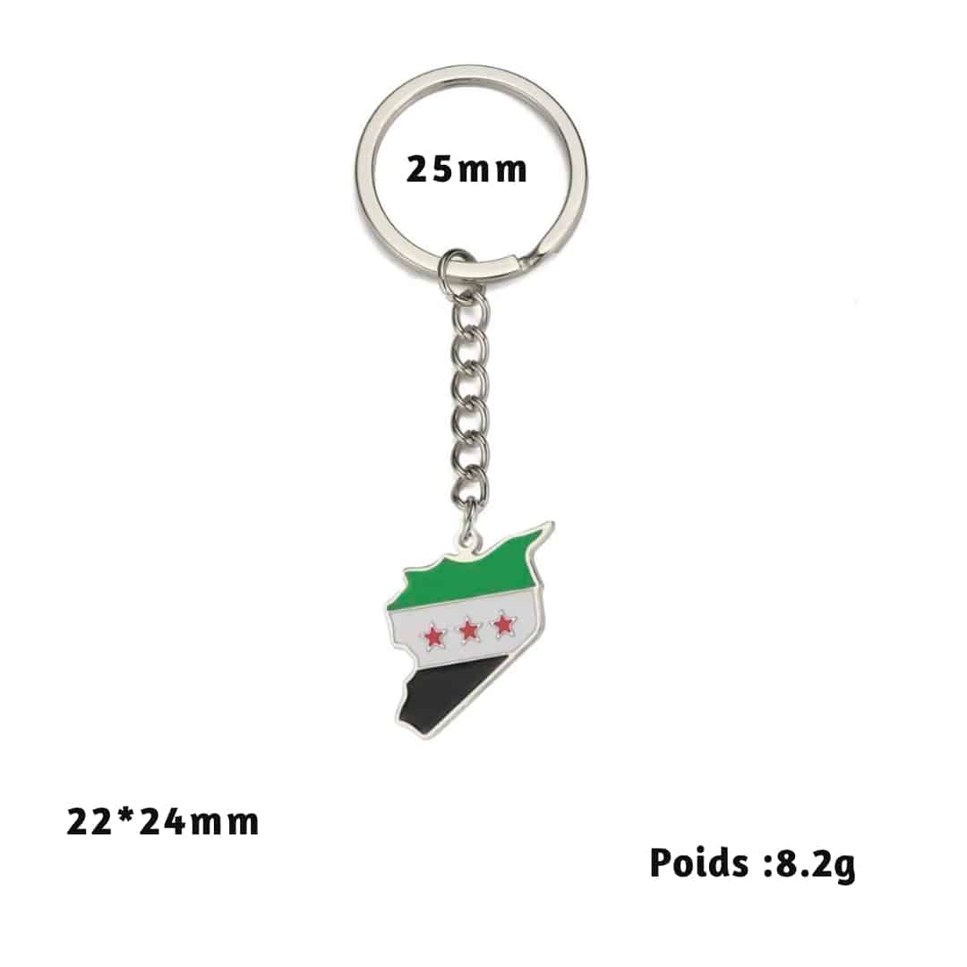 Porte-clé Carte Syrie en Acier Inoxydable 2