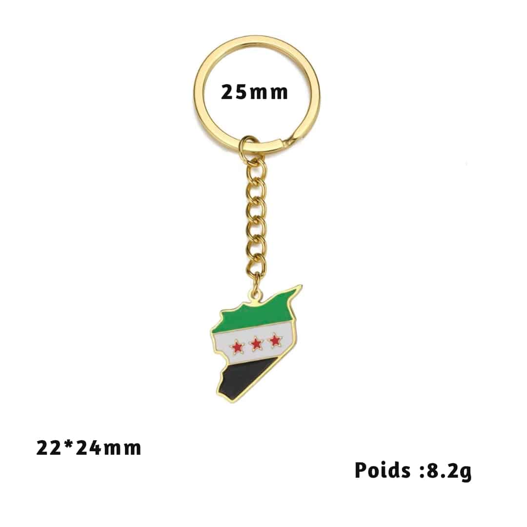 Porte-clé Carte Syrie en Acier Inoxydable 3