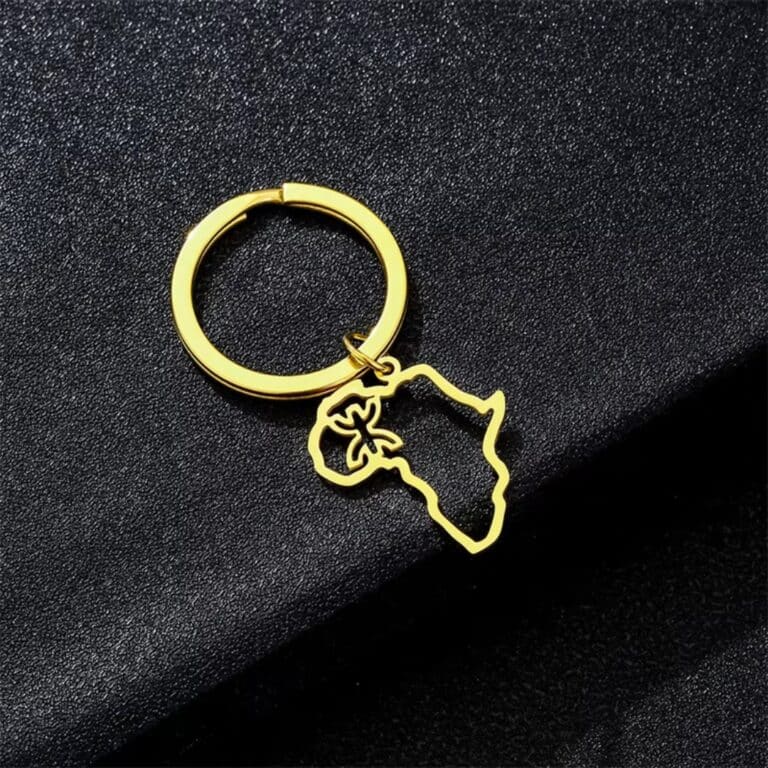 Porte-clés Carte D'afrique en Acier Inoxydable avec Symbole Berbère 1