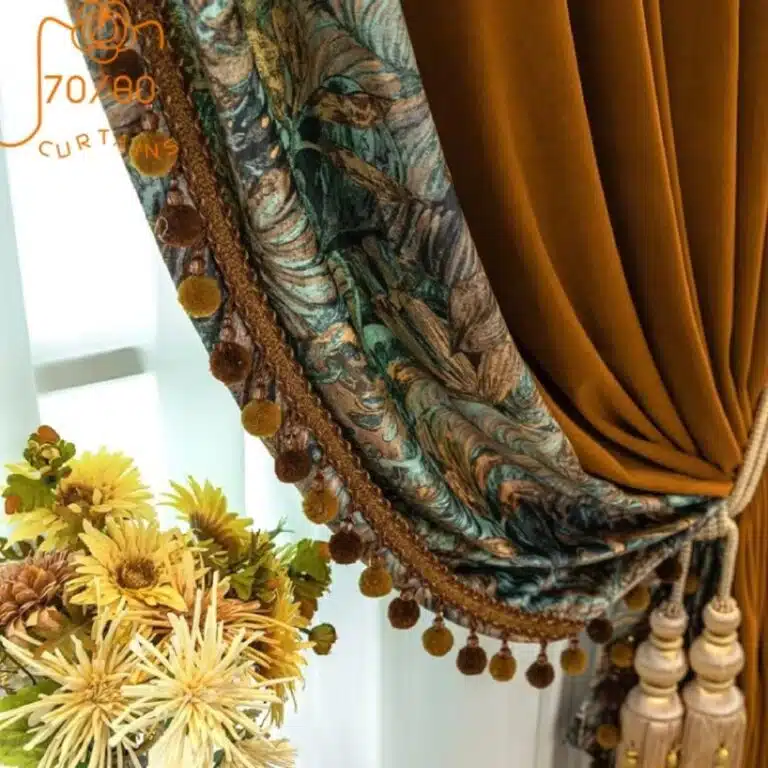 Rideaux occultants en velours avec motif oriental
